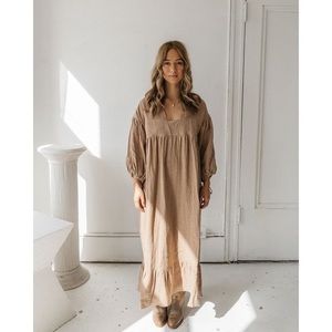 Harly Jae Paysanne Dress (Tan Linen - S/M)